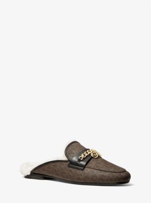 Elsa Embellished Logo and Faux Fur Mule