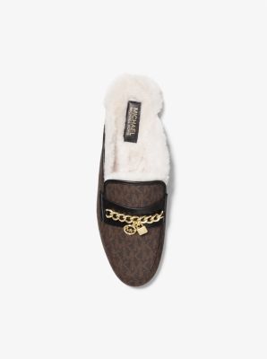 Elsa Embellished Logo and Faux Fur Mule