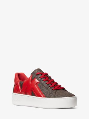 Poppy Logo and Faux Patent Leather Sneaker | Michael Kors