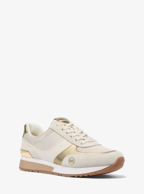 Thumbnail - MK Sneaker Andi Aus Mesh Und Leder In Metallic-Optik - Goldton - Michael Kors