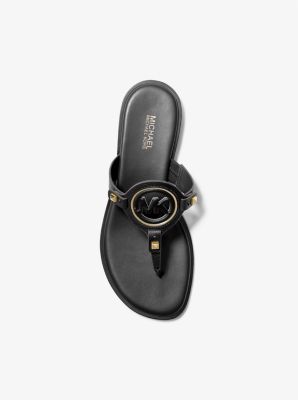 Aubrey Cutout Leather T-Strap Sandal