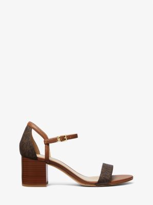Simone Signature Logo Sandal in BROWN | Michael Kors