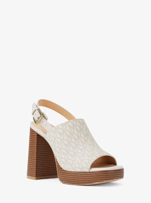 Michael Kors Kehlani Signature Logo Platform Sandal In White