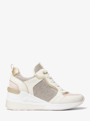 Crista Canvas and Glitter Chain-Mesh Trainer