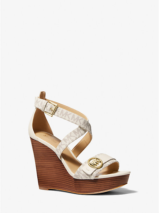 Carmen Logo and Faux Leather Wedge Sandal image number 0