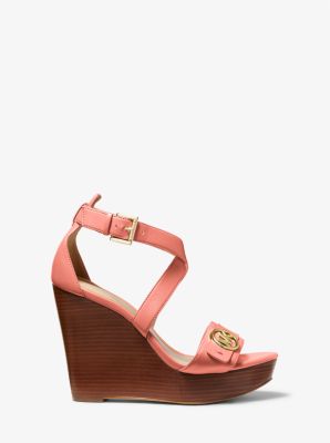 【Michael Kors】☆サンダル☆Carmen Faux Leather Wedge Sandal Michael Kors Carmen Logo Faux Leather Wedge Sandal Black