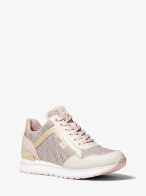Maddy Leather And Glitter Chain-mesh Trainer | Michael Kors