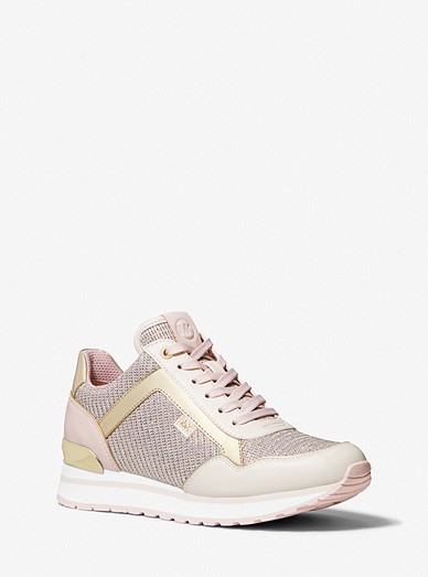 Maddy Leather And Glitter Chain-mesh Trainer | Michael