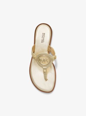 Aubrey Cutout Metallic Leather T Strap Sandal Michael Kors Canada