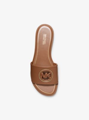 Deanna Cutout Leather Slide Sandal Michael Kors