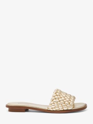 Deanna Metallic Braided Slide Sandal in OR P&Acirc;LE | Michael Kors