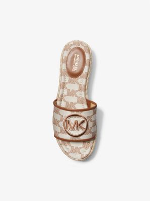 Sadler Logo Jacquard and Jute Wedge Sandal Michael Kors