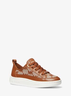 Michael Kors Shea Logo Jacquard Sneaker In Brown