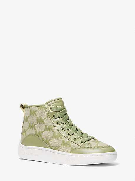 Michael Kors Shea Logo Jacquard High-top Sneaker In Green