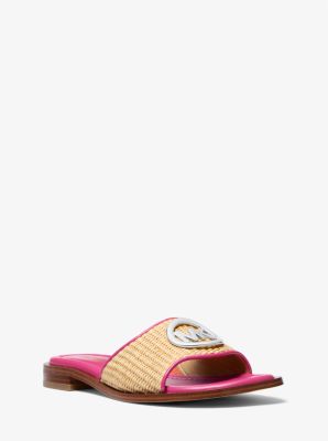 Michael Kors Hannah Straw Slide Sandal In Pink