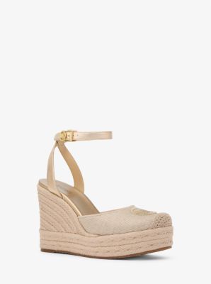 Espadrille compensée Larissa en toile métallisée