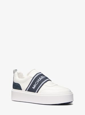 Michael Kors Romey Logo Tape Slip-on Platform Sneaker In Blue