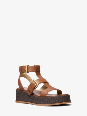 Selah Leather and Signature Logo Platform Gladiator Sandal