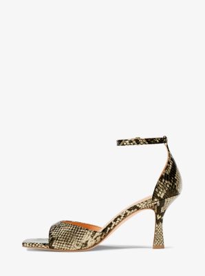 Amali Metallic Snake Embossed Sandal in PALE GOLD | Michael Kors
