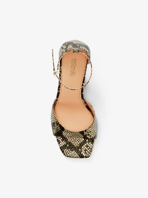 Amali Metallic Snake Embossed Sandal in PALE GOLD | Michael Kors