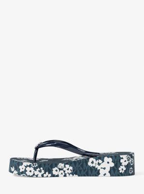 Bedford Printed Signature Logo Flip Flop in NAVY | Michael Kors