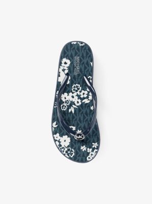 Bedford Printed Signature Logo Flip Flop in NAVY | Michael Kors