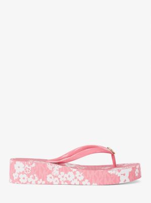 Bedford Printed Signature Logo Flip Flop in CARNATION | Michael Kors