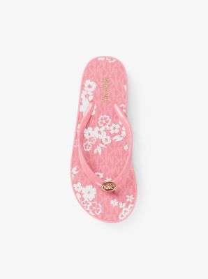 Bedford Printed Signature Logo Flip Flop in CARNATION | Michael Kors