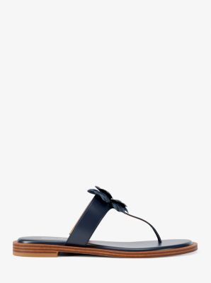 Callie Embellished Signature Logo Trim Thong Sandal in NAVY | Michael Kors
