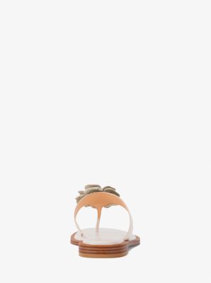 Callie Embellished Signature Logo Trim Thong Sandal in LT CREAM | Michael Kors