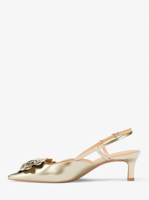 Callie Metallic Embellished Kitten Pump