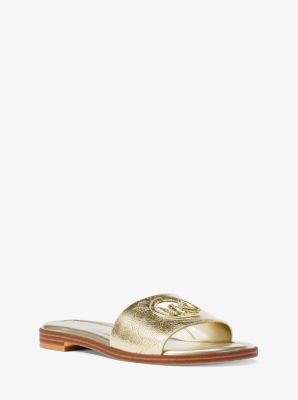Carissa Crackled Metallic Slide Sandal