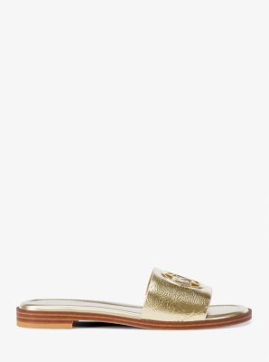 Carissa Crackled Metallic Slide Sandal