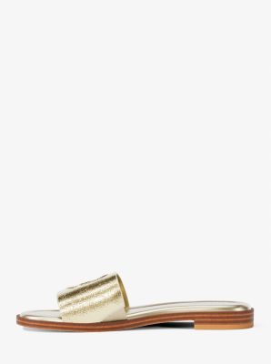 Carissa Crackled Metallic Slide Sandal