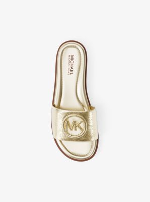 Carissa Crackled Metallic Slide Sandal