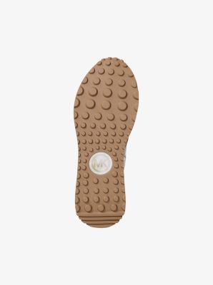 Jesse Stretch Knit and Snake Embossed Trainer in CAMEL MLT | Michael Kors
