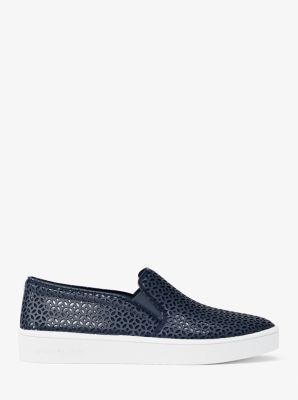 Keaton Perforated Slip On Sneaker in NAVY | Michael Kors