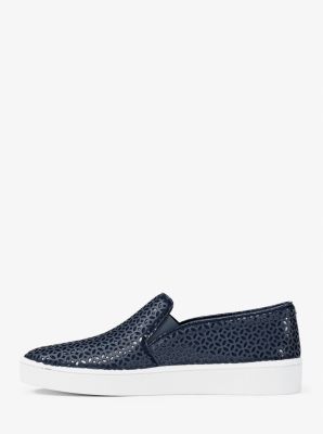 Keaton Perforated Slip On Sneaker in NAVY | Michael Kors
