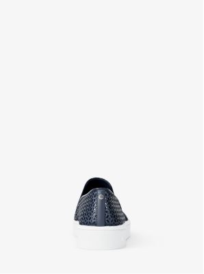Keaton Perforated Slip On Sneaker in NAVY | Michael Kors