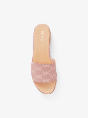Sadler Logo Jacquard Platform Slide Sandal in PWDRBLSH WSH | Michael Kors