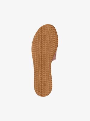 Sadler Logo Jacquard Platform Slide Sandal in PWDRBLSH WSH | Michael Kors