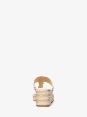 Zoe Signature Logo Wedge Sandal in VANILLA | Michael Kors