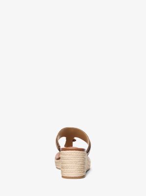 Zoe Signature Logo Wedge Sandal in BROWN | Michael Kors