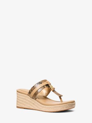 Zoe Snake Embossed Wedge Sandal