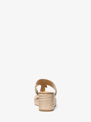 Zoe Snake Embossed Wedge Sandal in CAMEL | Michael Kors