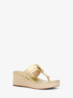 Sandale &agrave; talon compens&eacute; Zoe m&eacute;tallis&eacute;e