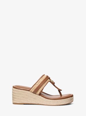 Zoe Crocheted Wedge Sandal in LUGGAGE | Michael Kors