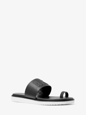 Rosa Logo Embossed Slide Sandal in BLACK | Michael Kors