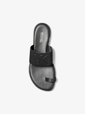 Sandale &agrave; enfiler Rosa gaufr&eacute;e &agrave; logo in NOIR | Michael Kors