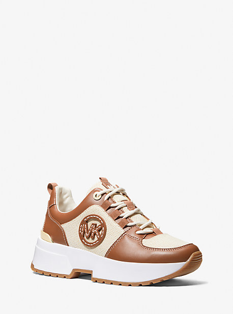 Michael Kors Cosmo Two-tone Trainer In Brown